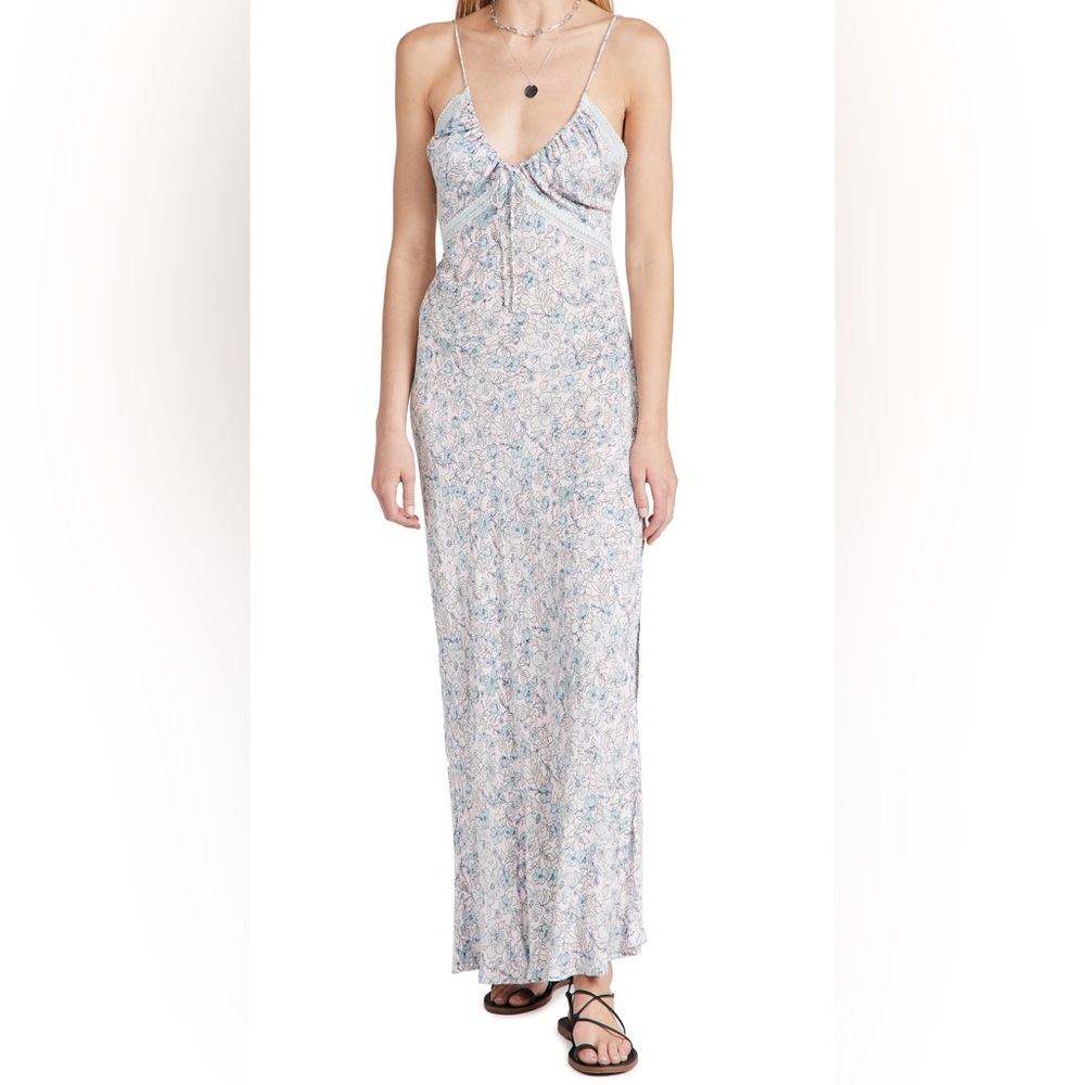 Free People Pale Blue Floral Spaghetti-Strap Maxi Dress